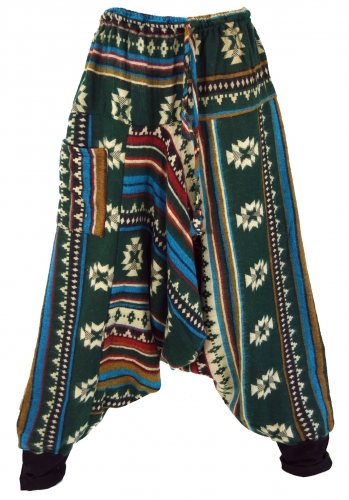 Fluffy paisley harem pants, harem pants, bloomers, aladdin pants - fir green/Inka