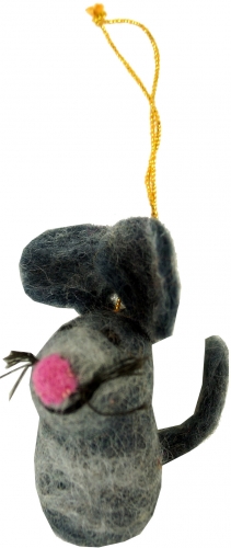 Felt pendant, felt decoration, tree ornament - mouse - 7x4x3 cm 