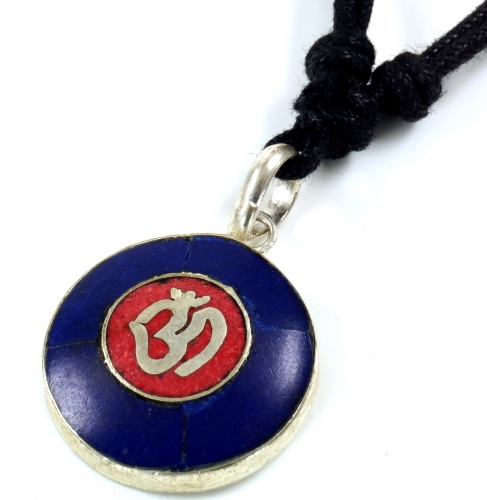 Tibet necklace, Nepal jewelry, amulet Lapis OM - Model 3 2 cm