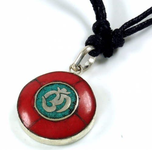 Tibet necklace, Nepal jewelry, amulet coral OM - model 8 2 cm