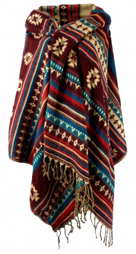 Soft pashmina scarf/stole, shawl - Maya pattern bordeaux red - 200x60 cm
