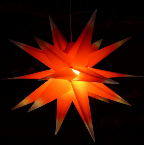 Weatherproof foldable 3D outdoor star  55 cm incl. bulb, 7 m cable, pop-up star made of sturdy plastic for garden balcony - folding star red/white