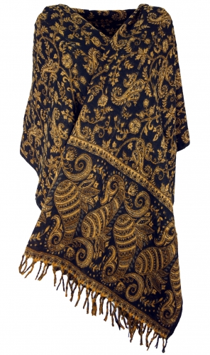 Soft pashmina scarf/stole with paisley pattern - brown - 210x100 cm