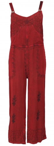 Dungarees, boho pants, embroidered overall - red