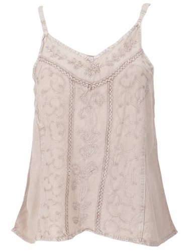 Embroidered top boho chic, loose summer top - beige