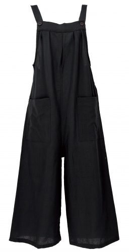 Airy dungarees, ethno style boho oversize one-piece, overall - black