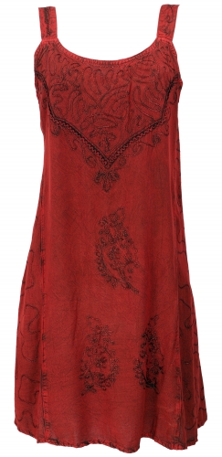 Embroidered Indian mini dress boho chic, hippie tunic - red design 16