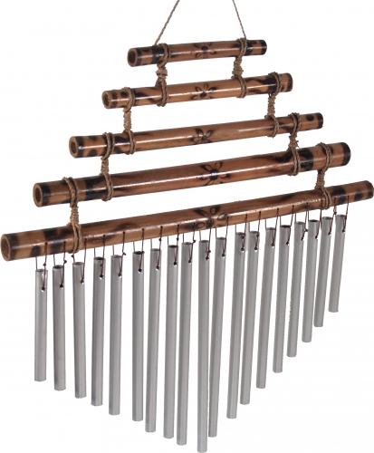 Aluminium Klangspiel, exotisches Windspiel mit Bambus - Variante 5 - 35x30x2 cm 