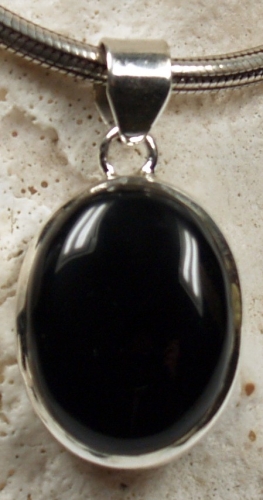 Ethno silver pendant, Indian boho chain pendant - Onyx 3 - 3x2,5 cm
