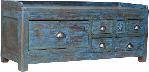 Antique side table, storage table with five drawers - model 33 - 42x106x32 cm 