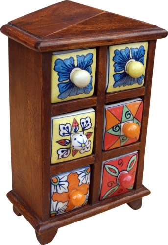 Pharmacy cabinet with colorful ceramic drawers - 2*3 compartments model 2 - 30x18x10 cm 