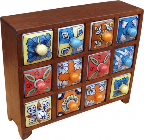 Pharmacy cabinet with colorful ceramic drawers - 4*3 compartments model 1 - 24x30x10 cm 