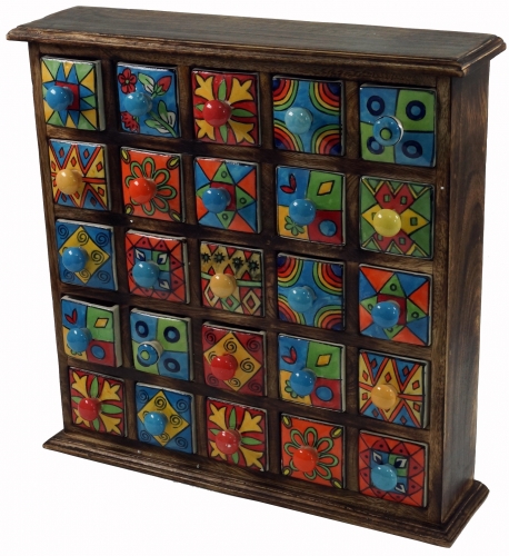 Pharmacy cabinet with colorful ceramic drawers - 5*5 compartments - 40x38x10 cm 