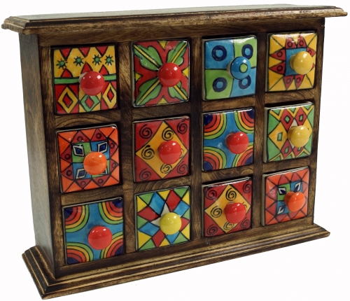 Pharmacy cabinet with colorful ceramic drawers - 4*3 compartments model 2 - 25x31x10 cm 