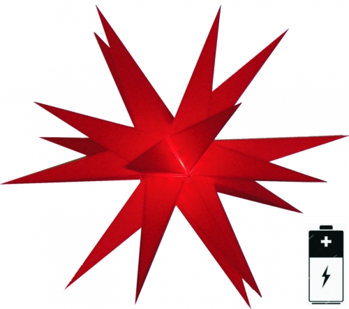 Baltasar LED mini stars for indoors and outdoors - red/complete set with battery box, 3xAA, 4.5 V - 18x18x18 cm 