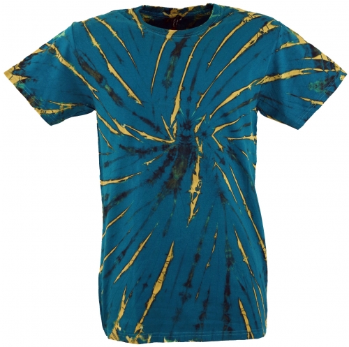 Batik t shirt, men short sleeve tie dye shirt - petrol
