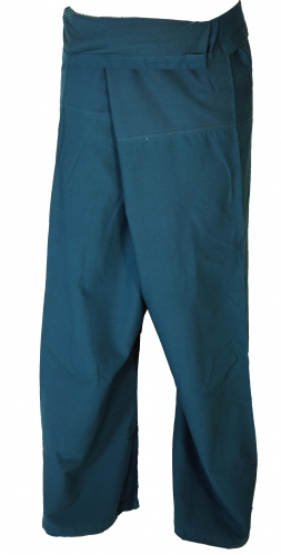 Thai fisherman pants solid cotton, wrap pants, yoga pants, one size - Uni petrol