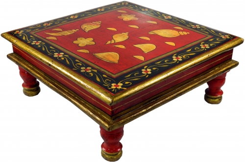 Bemalter kleiner Tisch, Minitisch, Blumenbank - Maritim rot/schwarz - 16x38x38 cm 