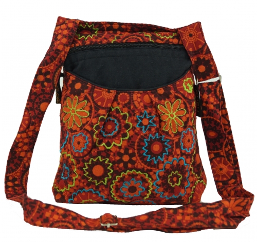 Embroidered ethnic shoulder bag - red - 24x20x7 cm 