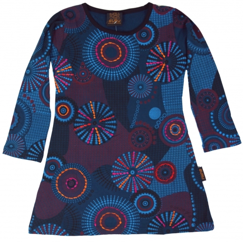 Embroidered girls` tunic, ethnic mini dress, children`s dress - blue