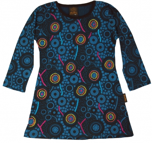 Embroidered girls` tunic, ethnic mini dress, children`s dress - petrol