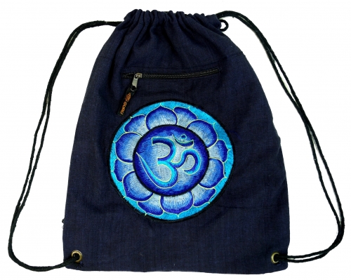 Embroidered gym bag, backpack, sports bag, leisure bag, goa bag, hippie bag - navy/mandala - 45x35x15 cm 