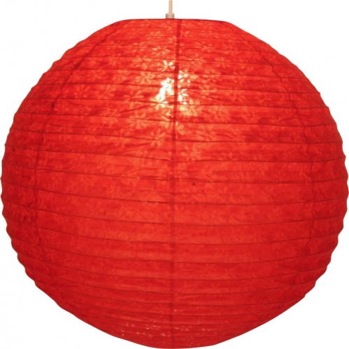 Round Lokta paper lampshade, hanging lamp Coronada -  50 cm red