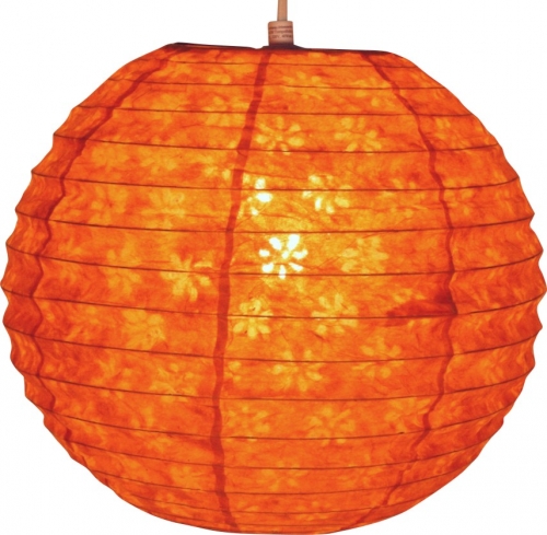 Round Lokta paper lampshade, boho hanging lamp Coronada -  30 cm orange