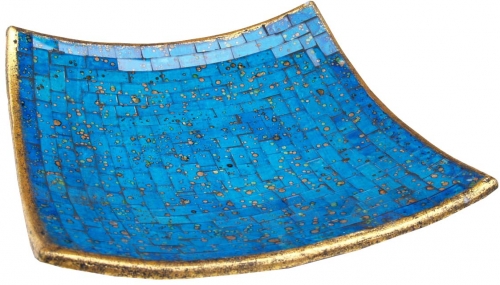 Eckige Mosaikschale, Untersetzer, Dekoschale, handgearbeitete Keramik & Glas Obst Schale - Design 12