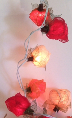 Blten LED Lichterkette 20 Stk. - Rose rot/wei/orange - 6x6x350 cm  6 cm