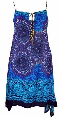 Boho dashiki midi dress, strap dress, beach dress for strong women - turquoise/blue