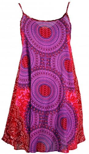 Boho mandala mini dress, strap dress, beach dress - fuchsia