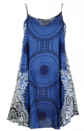 Boho mandala mini dress, strap dress, beach dress - indigo