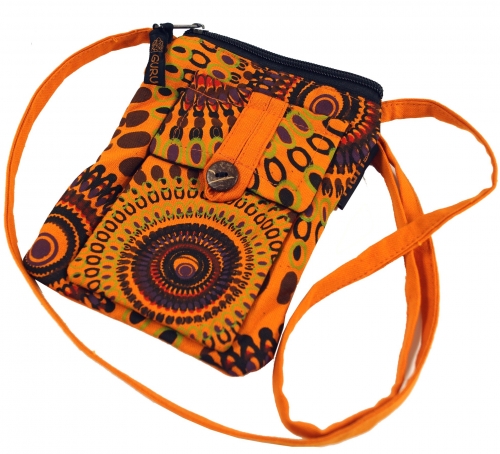 Neck pouch, boho purse - orange - 17x13x1,5 cm 