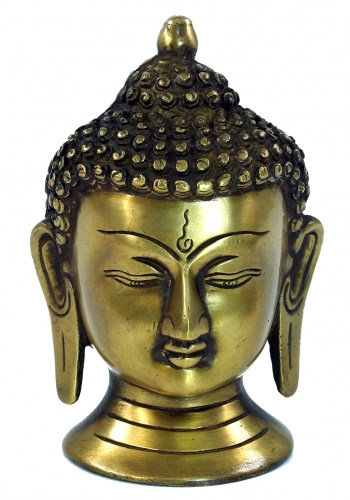 Buddha Statue, Buddha Bste aus Messing - 13x9x8 cm 