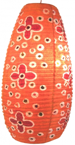 Ovaler Lokta Papierlampenschirm, Hngelampe Coronada - Flower Power orange - 52x29x29 cm 