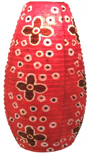 Oval Lokta paper lampshade, hanging lamp Coronada - Flower Power red - 52x29x29 cm 