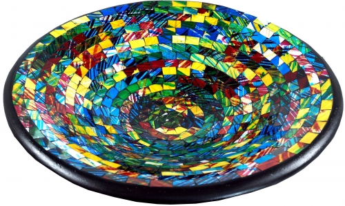 Runde Mosaikschale, Untersetzer, Dekoschale, handgearbeitete Keramik & Glas Obst Schale - Design 22