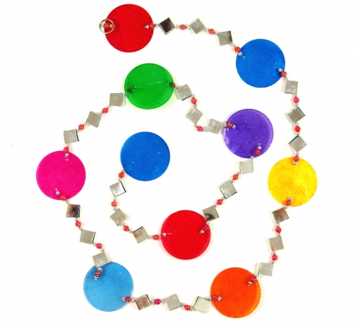 Colorful shell necklace, suncatcher 140 cm - rainbow