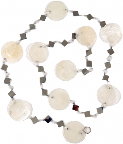 Colorful shell necklace, suncatcher 140 cm - white