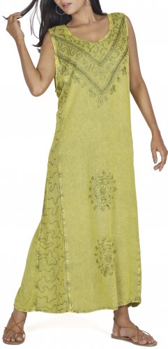 Embroidered boho summer dress, Indian hippie dress - lemon/Design 4