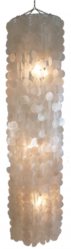 Deckenlampe / Deckenleuchte, Muschelleuchte aus hunderten Capiz, Perlmutt Plttchen - Modell Langkawi wei - 180x40x40 cm 