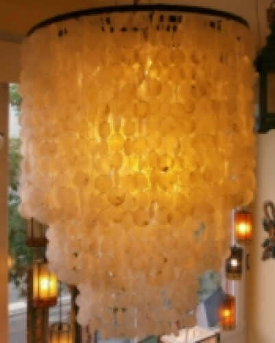 Ceiling lamp/ceiling light, shell light made from hundreds of Capiz, mother-of-pearl plates - Salome model - 100x80x80 cm 