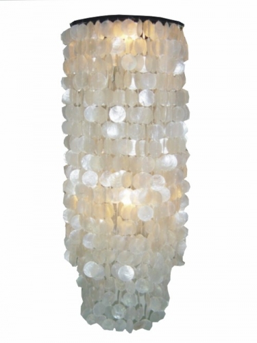 II. Wahl Deckenlampe / Deckenleuchte, Muschelleuchte aus hunderten Capiz, Perlmutt Plttchen - Modell Samoa long - wei - 100x40x40 cm 