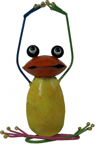 Deko Frosch, Yogafrosch aus buntem Metall - Design 1 - 19x12x6 cm 