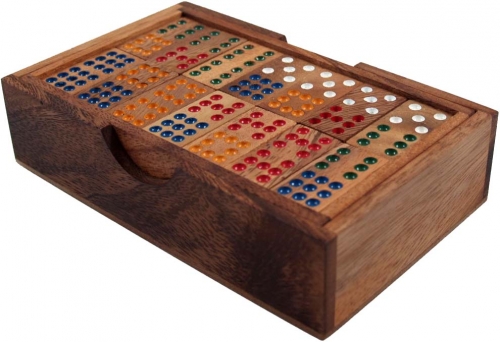 Brettspiel, Gesellschaftsspiel aus Holz - Domino - 4x16x10 cm 