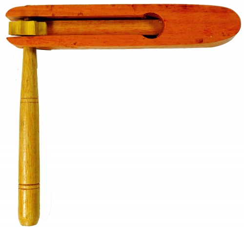Musikinstrument aus Holz, Musik Percussion Rhythmus Klang Instrument, handgearbeitet - Drehrassel 2 - 15x16x2 cm 