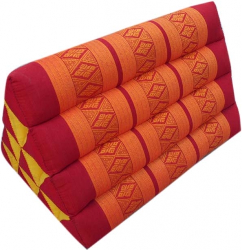Triangle thai pillow, triangle pillow, kapok - red/orange - 30x30x50 cm 
