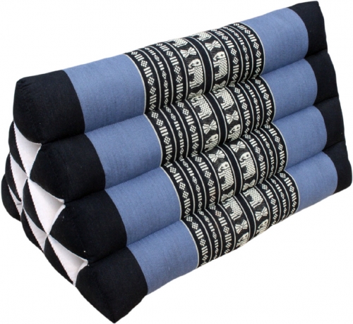 Triangle thai pillow, triangle pillow, kapok - black/blue - 30x30x50 cm 