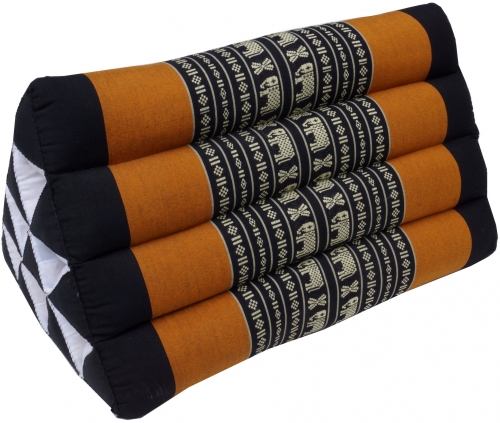Triangle thai pillow, triangle pillow, kapok - black/orange - 30x30x50 cm 